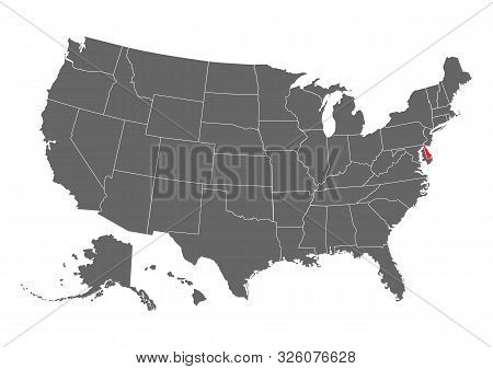 Delaware Vector Map Silhouette. High Detailed Illustration. United State Of America Country