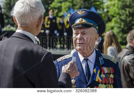 Lutsk , Ukraine, May 9, 2014: Victory Day, People Column