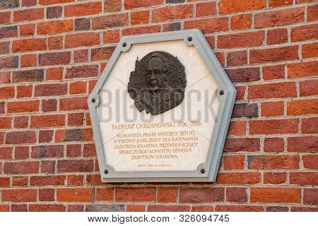 Krakow, Poland - July 27, 2019: Memorial Plaque Of Tadeusz Chrzanowski. Tadeusz Chrzanowski Was A Po