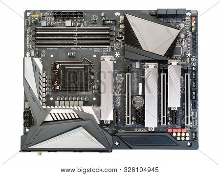 Modern Gaming Motherboard Isolated On White Background
