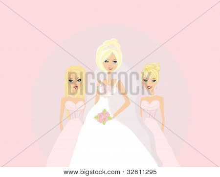 Bride with bridesmaids