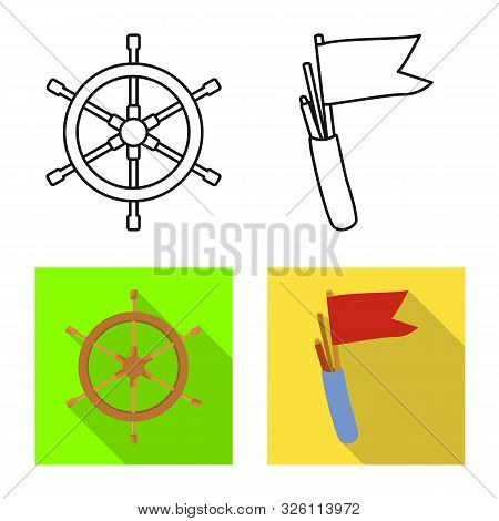 Vector Illustration Of Journey And Seafaring Sign. Set Of Journey And Vintage Vector Icon For Stock.