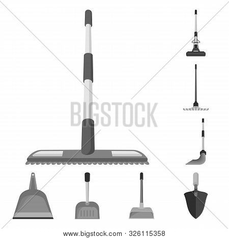 Isolated Object Of Tool And Mopping Symbol. Collection Of Tool And Household Vector Icon For Stock.