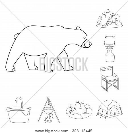 Vector Illustration Of Hobby And Travel Icon. Set Of Hobby And Tourism Vector Icon For Stock.