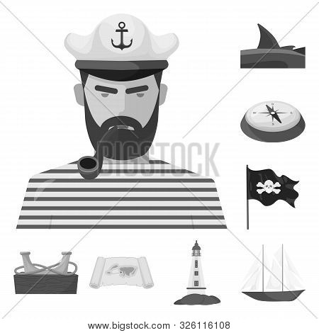 Vector Design Of Vintage And Nautical Sign. Set Of Vintage And Attributes Stock Symbol For Web.
