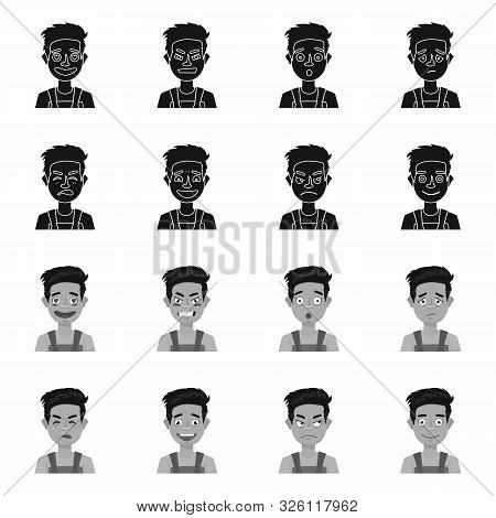 Isolated Object Of Face And Boy Icon. Set Of Face And Expression Stock Vector Illustration.