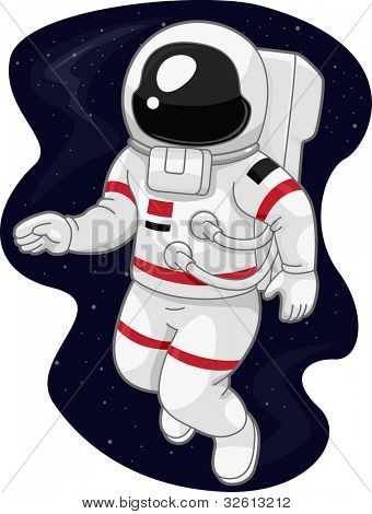 Ilustrace Austronaut plovoucí v prostoru