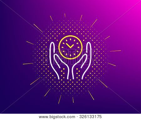 Safe Time Line Icon. Halftone Pattern. Clock Sign. Office Management Symbol. Gradient Background. Sa