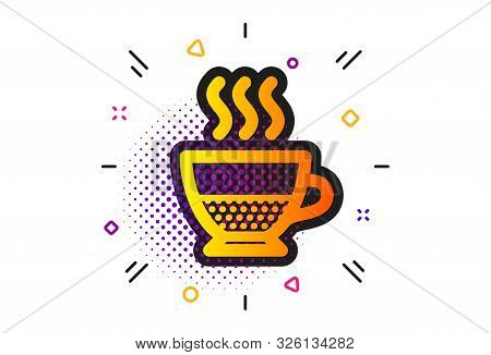 Hot Drink Sign. Halftone Circles Pattern. Doppio Coffee Icon. Beverage Symbol. Classic Flat Doppio I