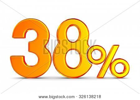 thrity eight percent on white background. Isolated 3D illustration
