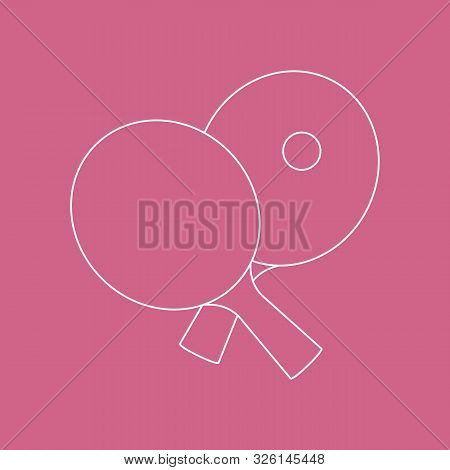 Vector Illustration With Sports Equipment For Table Tennis. Two Crossed Ping Pong Rackets And Ball. 
