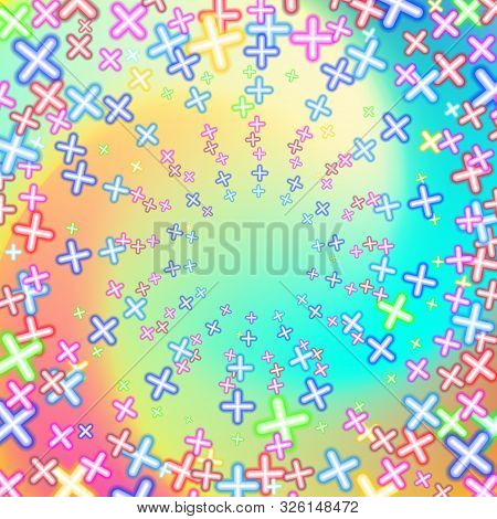 Childish Mottled Multicolored Plusses, Background Colorful. Design Educational Toys. Business Growth