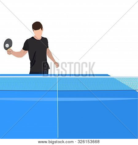 Ping Pong Game Player And Equipment, Vector Isolated Illustration