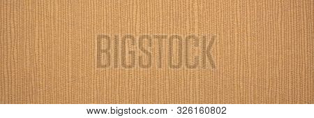 Japanese brown linen washi paper with an embossed linear groove texture, panoramic banner