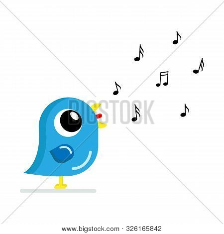 Singing Bird In Flat Style Vector Image