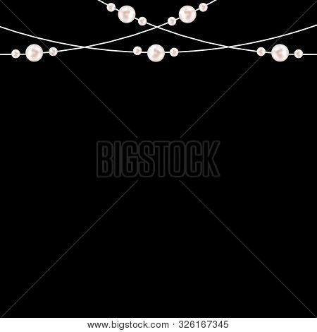 Abstract Background With Natural Pearl Garlands Of Beads. Vector Illustration