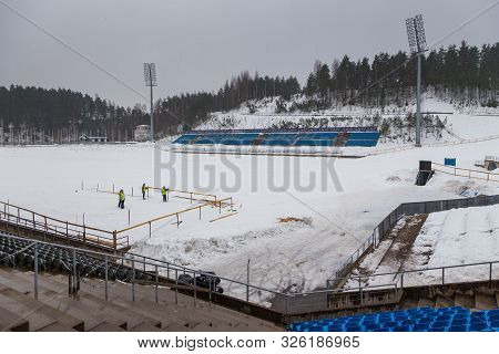 Lahti, Finland- 02 March 2015: Lahti Stadium , Lahden Stadion. Stadium Is Used In Skiing, Biathlon A