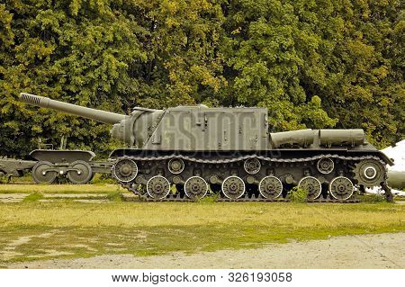 Pereyaslav-khmelnitsky, Ukraine - August 11, 2019: Old Military Equipment. Abstract Photo. Old Tank