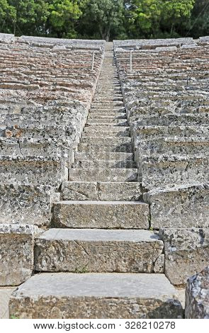 Epidaurus Argolis Greece, June 23 2019: The Ancient Theater Of Epidaurus Argolis Greece.