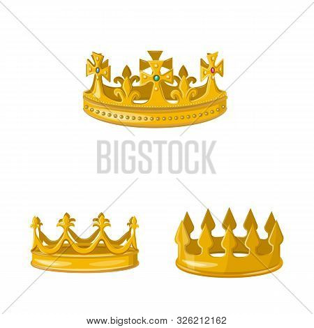 Vector Design Of Monarchy And Gold Icon. Set Of Monarchy And Heraldic Stock Symbol For Web.