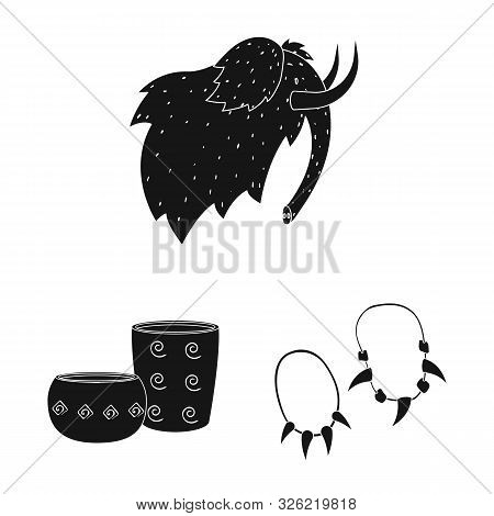 Vector Design Of Survival And Primeval Sign. Set Of Survival And Stone Stock Vector Illustration.