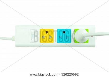 Plug In Outlet 220v Ac Cable At White Background