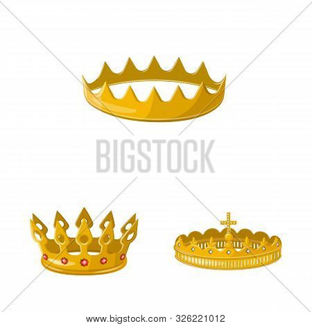 Isolated Object Of Monarchy And Gold Symbol. Set Of Monarchy And Heraldic Stock Vector Illustration.