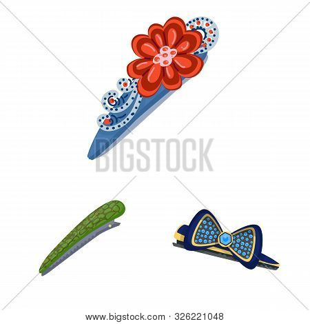 Isolated Object Of Barrette And Hair Symbol. Collection Of Barrette And Accessories Stock Symbol For