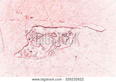 Vintage Pink Background. Rough Painted Wall Of Fiesta Color. Imperfect Plane Of Rosy Colored. Uneven