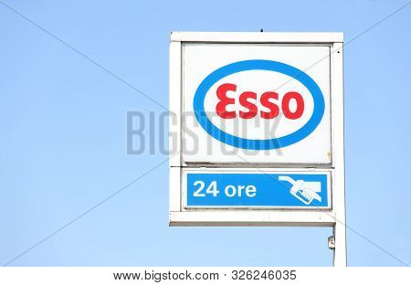 Rome Italy - June 16, 2019: Esso Petrol Gas Station