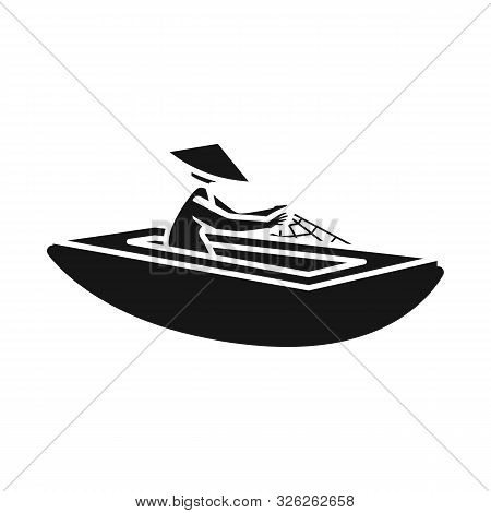 Vector Illustration Of Boat And Vietnamese Sign. Set Of Boat And Water Vector Icon For Stock.