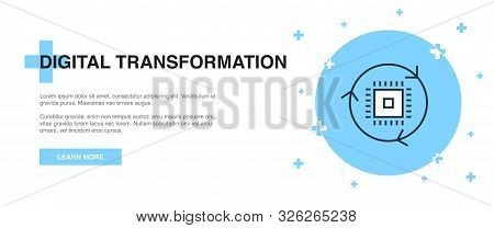 Digital Transformation Icon, Banner Outline Template Concept. Digital Transformation Line Illustrati