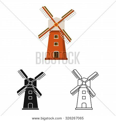 Vector Design Of Mill And Wind Icon. Set Of Mill And Building Stock Symbol For Web.