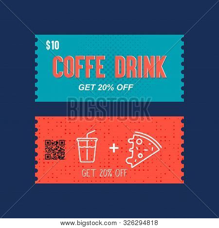 Food And Drink Coupon Ticket Graphics Design Vector Illustration
