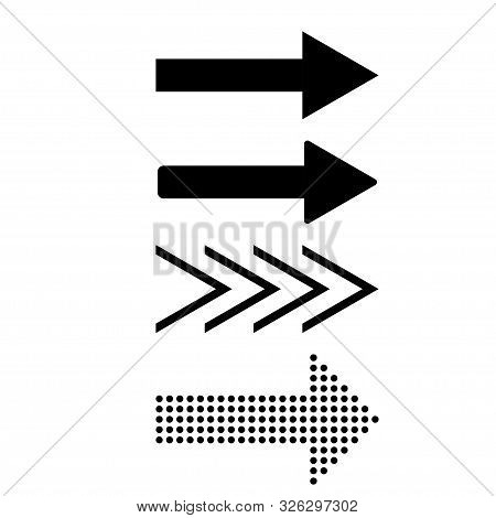 Set Of Black Arrows Icons. Dots And Lines
