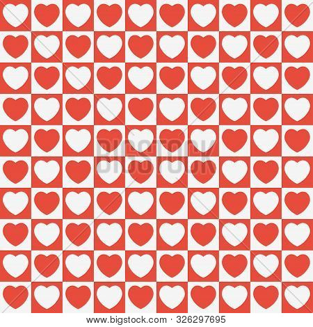Heart Background. White Heart In A Red Cell, Red Heart In A White Cell