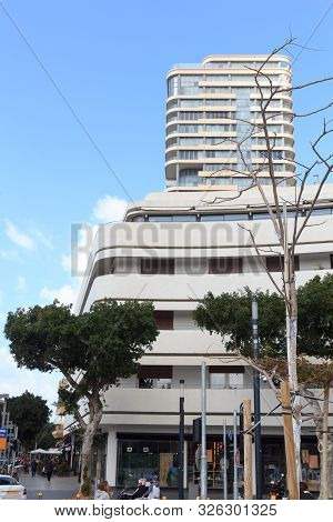 Dizengoff Square With Bauhaus Architecture Buildings In Tel Aviv, Israel