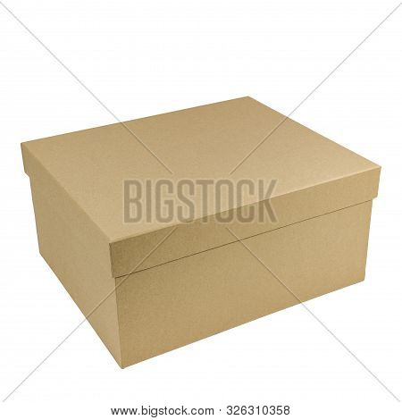 Rectangular Kraft Gift Box Isolated On White Background