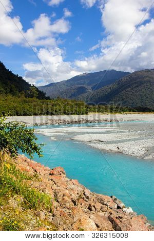 River Of Melted Glacial Water, West Coast Of New Zealand