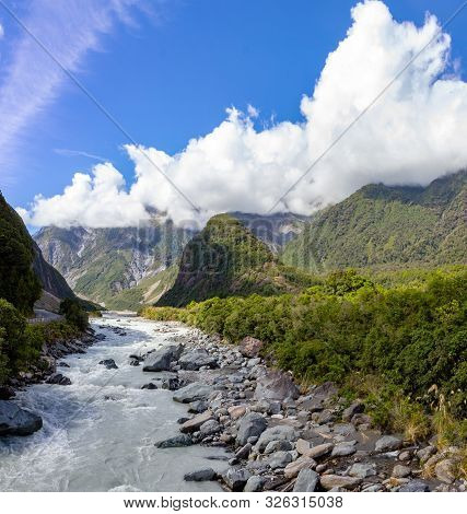 River Of Melted Glacial Water, West Coast Of New Zealand