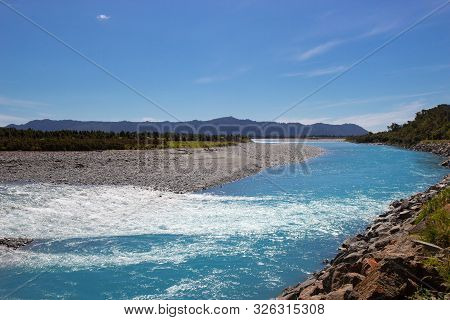 River Of Melted Glacial Water, West Coast Of New Zealand