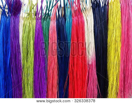 Leaves Of Paja Toquilla Plant Are Separated And Divided Into Thin Fibers, Boiled, Dried, Painted And