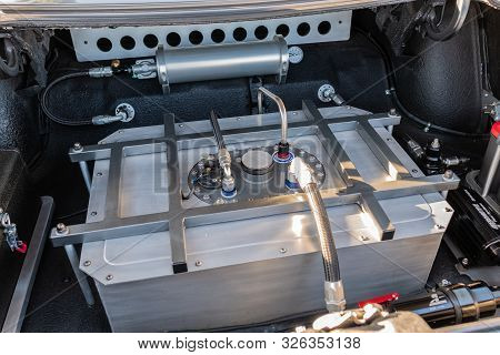 Plymouth Roadrunner Nitrous Oxide System On Display During Galpin Car Show.
