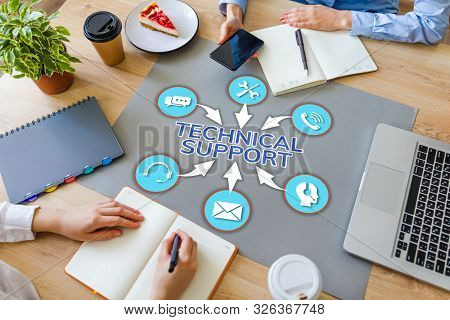 Technical Support Service Quality Assurance Business Concept. Business People Working In Modern Offi