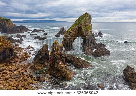 Aerial View Of The Crohy Head Sea Arch, County Donegal - Ireland