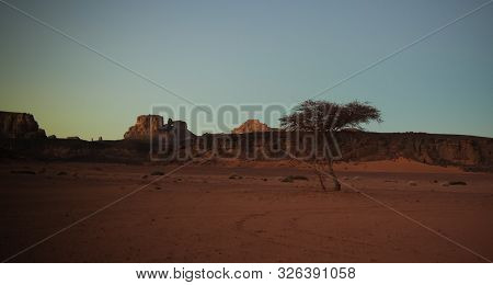Sunrise View To Moul Naga Valley At In Tassili Najjer National Park In Algeria