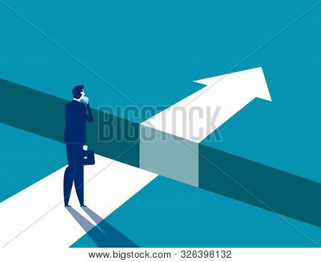 Businessman And Gap On Way To Success, Concept Business Solving Problem Vector Illustration, Flat Bu
