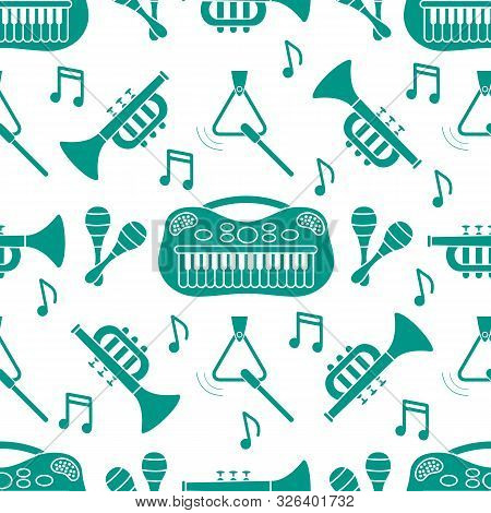 Seamless Pattern Musical Instruments Toys For Kids