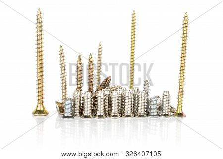 Lot Of Whole Metallic Glossy Bolt City Isolated On White Background