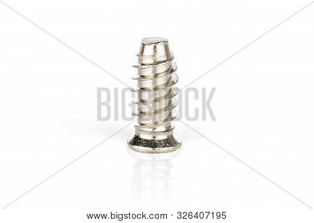 One Whole Metallic Glossy Bolt Isolated On White Background